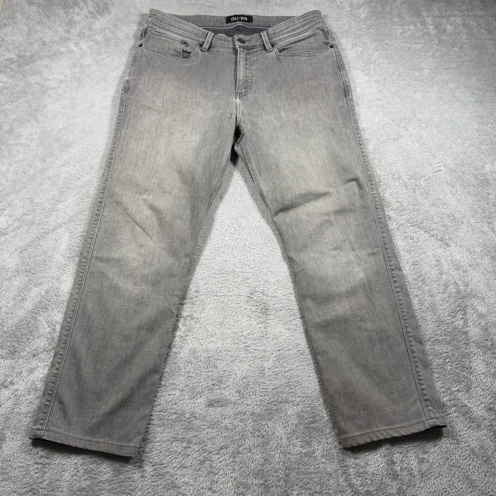 DU/ER L2X Slim Fit Jeans Mens 33x32 (Measures 34x27) Gray Performance Denim